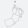 Blank map Oman. High quality map of Oman with provinces on transparent background for your web site design, logo, app, UI.